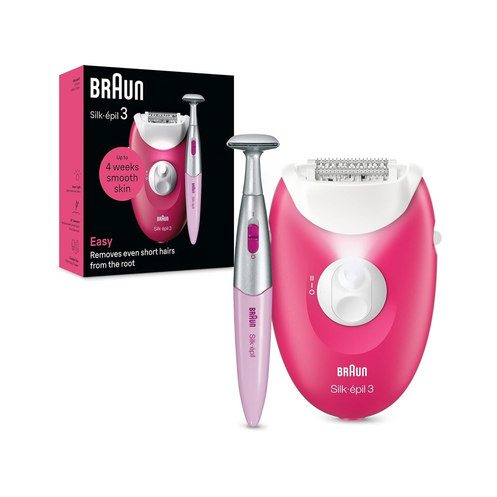 Braun Silk-épil 3 Non-Stop Corded Epilator Pink BRAUN